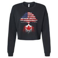 Canadian Roots American Grown Canada Flag Cropped Pullover Crew