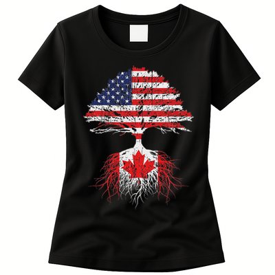Canadian Roots American Grown Canada Flag Womens T-Shirt