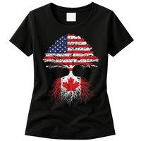 Canadian Roots American Grown Canada Flag Womens T-Shirt