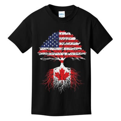 Canadian Roots American Grown Canada Flag Kids T-Shirt