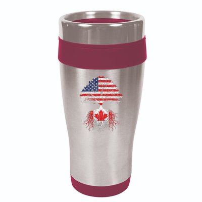 Canadian Roots American Grown Canada Flag 16oz Travel Tumbler