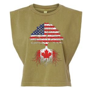 Canadian Roots American Grown Canada Flag Garment-Dyed Women's Muscle Tee