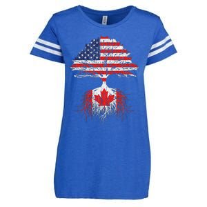 Canadian Roots American Grown Canada Flag Enza Ladies Jersey Football T-Shirt