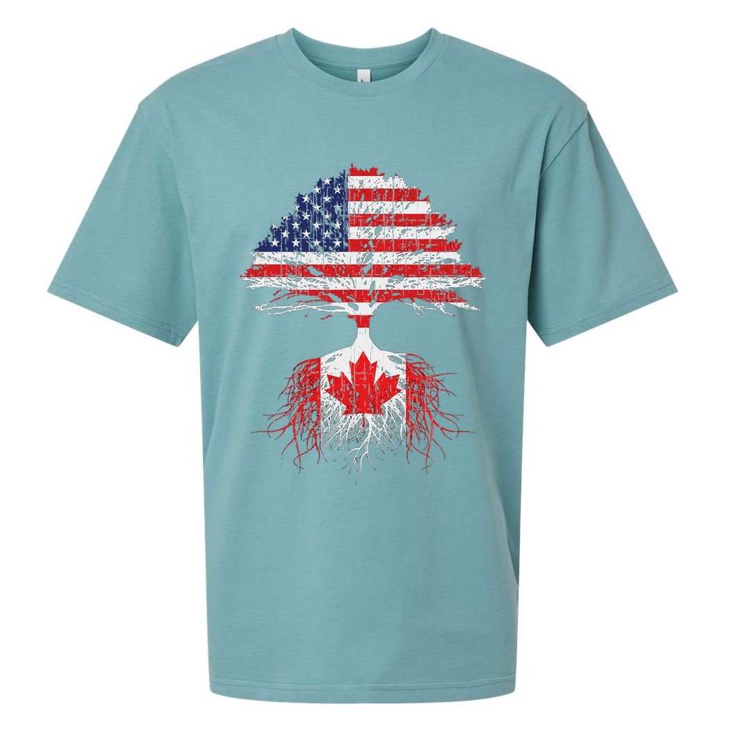 Canadian Roots American Grown Canada Flag Sueded Cloud Jersey T-Shirt