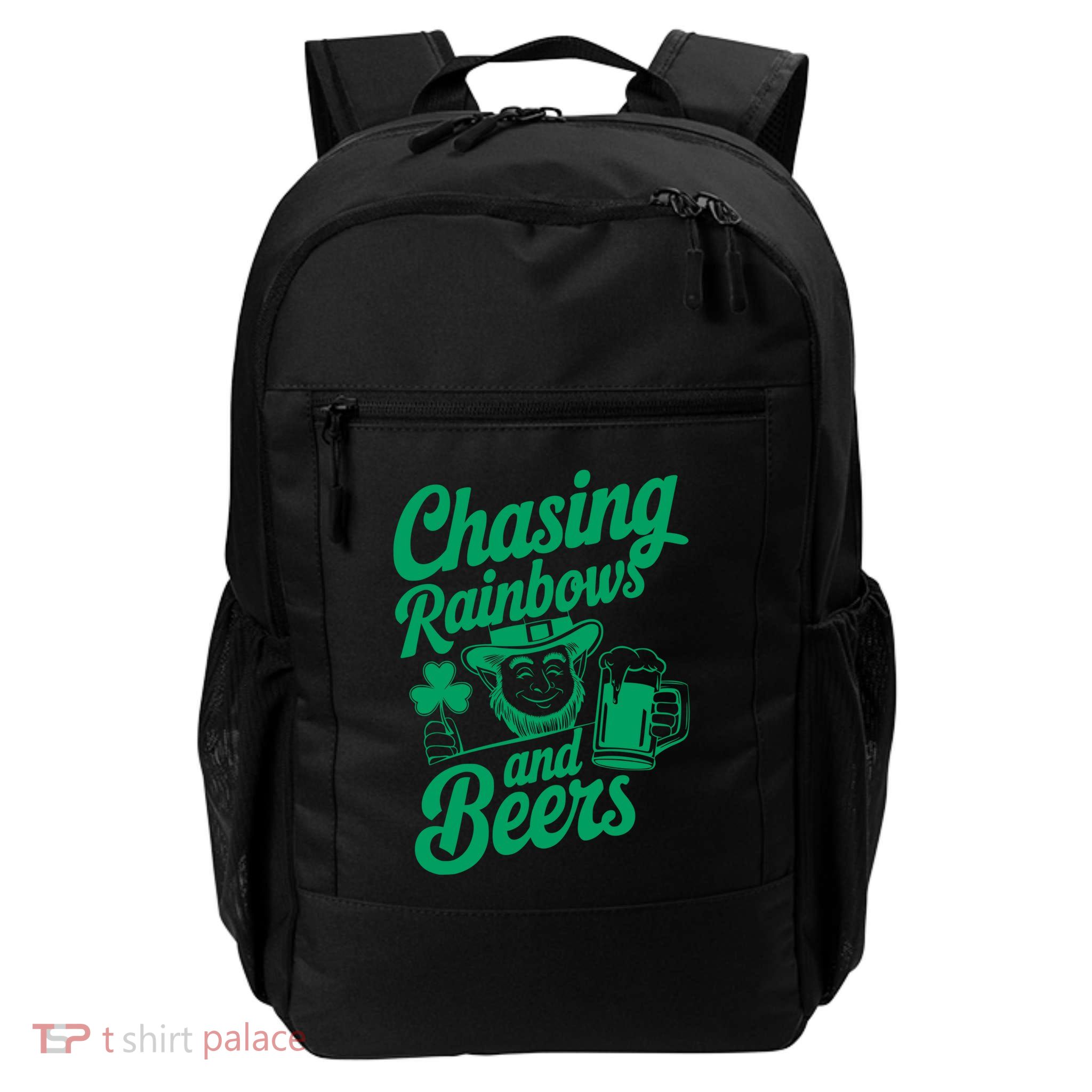 Chasing Rainbows And Beers St PatrickS Day Leprechaun Gift Daily Commute Backpack