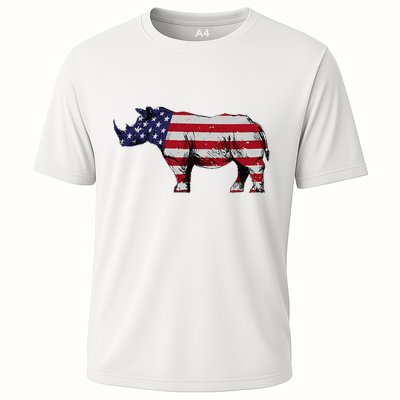 Cool Rhino Art Rhinoceros Usa Flag Performance Shirt