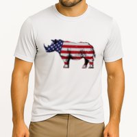 Cool Rhino Art Rhinoceros Usa Flag Cooling Performance Crew T-Shirt