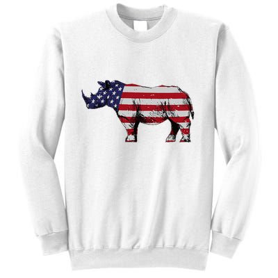 Cool Rhino Art Rhinoceros Usa Flag Sweatshirt