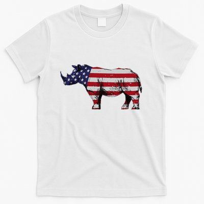 Cool Rhino Art Rhinoceros Usa Flag T-Shirt