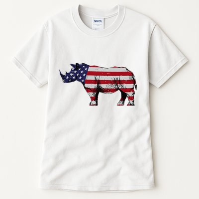 Cool Rhino Art Rhinoceros Usa Flag Tall T-Shirt