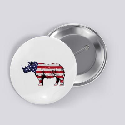 Cool Rhino Art Rhinoceros Usa Flag Button
