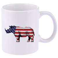 Cool Rhino Art Rhinoceros Usa Flag 11oz C Handle Ceramic Mug