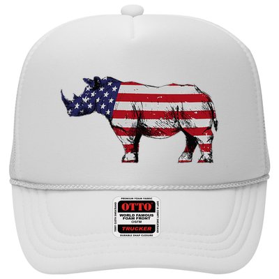 Cool Rhino Art Rhinoceros Usa Flag Trucker Hat
