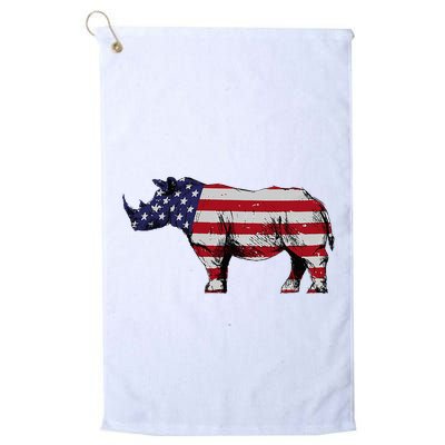 Cool Rhino Art Rhinoceros Usa Flag Golf Towel