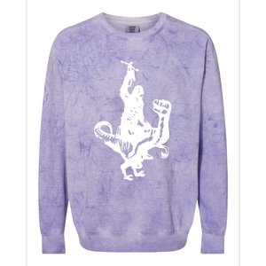 Chewbacca Riding A Velociraptor Dinosaur Colorblast Crewneck Sweatshirt