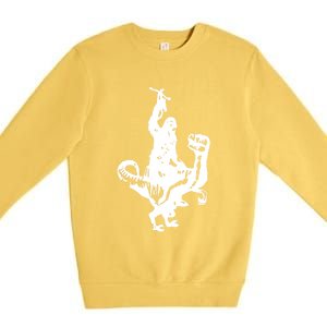 Chewbacca Riding A Velociraptor Dinosaur Premium Crewneck Sweatshirt