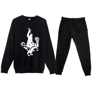 Chewbacca Riding A Velociraptor Dinosaur Premium Crewneck Sweatsuit Set