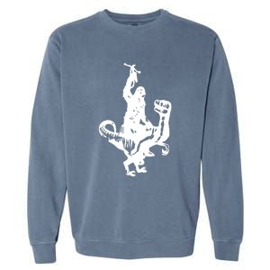 Chewbacca Riding A Velociraptor Dinosaur Garment-Dyed Sweatshirt