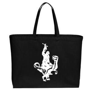 Chewbacca Riding A Velociraptor Dinosaur Cotton Canvas Jumbo Tote