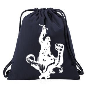 Chewbacca Riding A Velociraptor Dinosaur Drawstring Bag