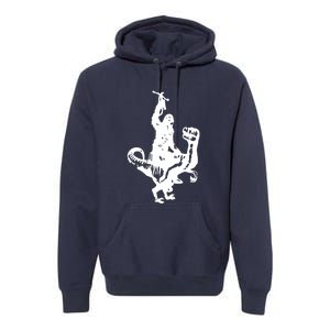 Chewbacca Riding A Velociraptor Dinosaur Premium Hoodie