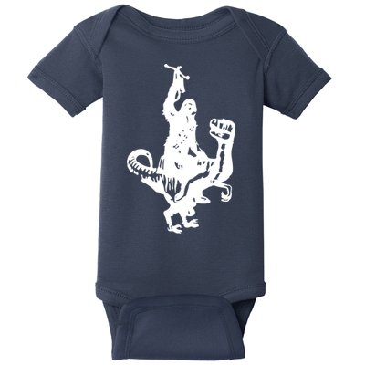 Chewbacca Riding A Velociraptor Dinosaur Baby Bodysuit