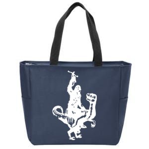 Chewbacca Riding A Velociraptor Dinosaur Zip Tote Bag