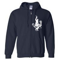 Chewbacca Riding A Velociraptor Dinosaur Full Zip Hoodie