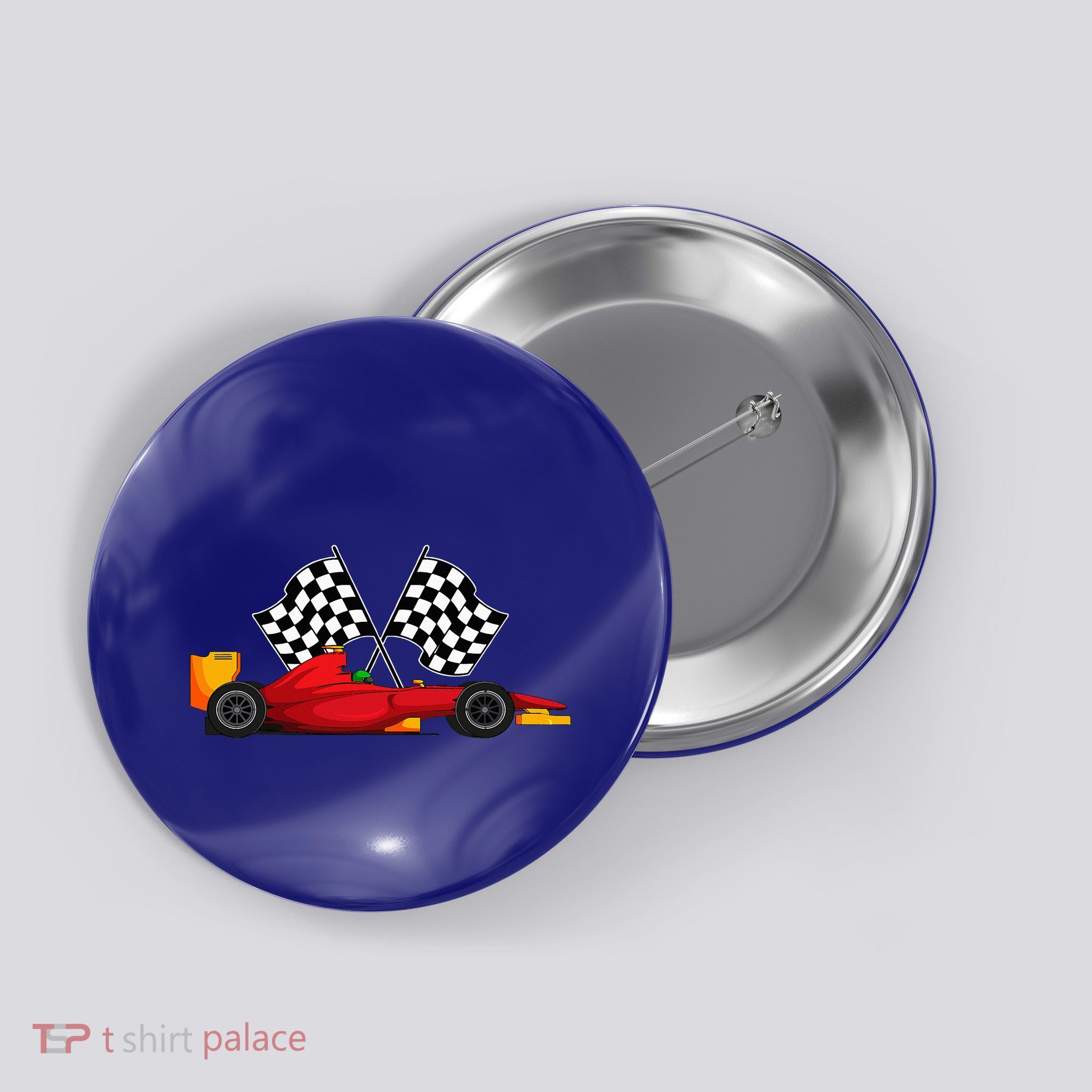 Car Racing Automobile Sport Racer Checkered Flag Finish Line Button