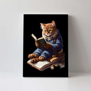 Cat Reading A Book Graphic Funny Cats Kitten Lovers Gift Canvas