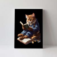 Cat Reading A Book Graphic Funny Cats Kitten Lovers Gift Canvas