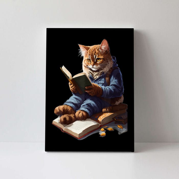 Cat Reading A Book Graphic Funny Cats Kitten Lovers Gift Canvas