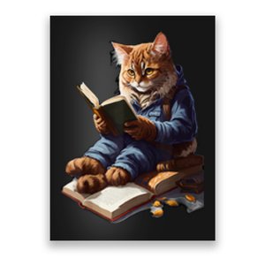 Cat Reading A Book Graphic Funny Cats Kitten Lovers Gift Poster