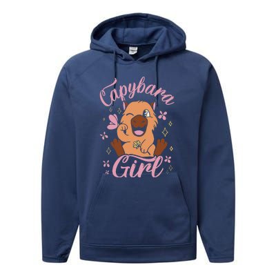 Capybara Rodent Animals Capybaras Funny Capybara Performance Fleece Hoodie