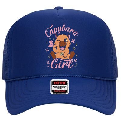 Capybara Rodent Animals Capybaras Funny Capybara High Crown Mesh Back Trucker Hat