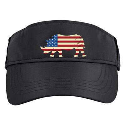 Cool Rhino Art For Men Women Rhinoceros 4th Of July USA Flag Adult Drive Performance Visor