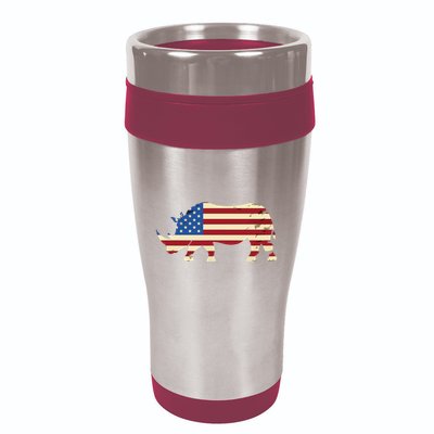 Cool Rhino Art For Men Women Rhinoceros 4th Of July USA Flag 16oz Travel Tumbler
