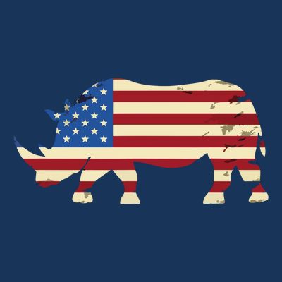 Cool Rhino Art For Men Women Rhinoceros 4th Of July USA Flag T-Shirt