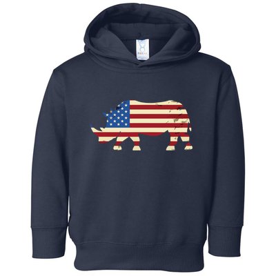Cool Rhino Art For Men Women Rhinoceros 4th Of July USA Flag Toddler Hoodie