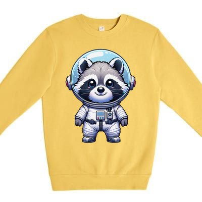 Cute Raccoon Astronaut Helmet Space Cute Premium Crewneck Sweatshirt