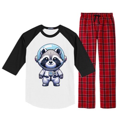 Cute Raccoon Astronaut Helmet Space Cute Raglan Sleeve Pajama Set