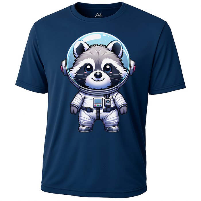 Cute Raccoon Astronaut Helmet Space Cute Cooling Performance Crew T-Shirt