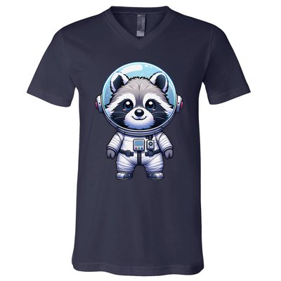 Cute Raccoon Astronaut Helmet Space Cute V-Neck T-Shirt