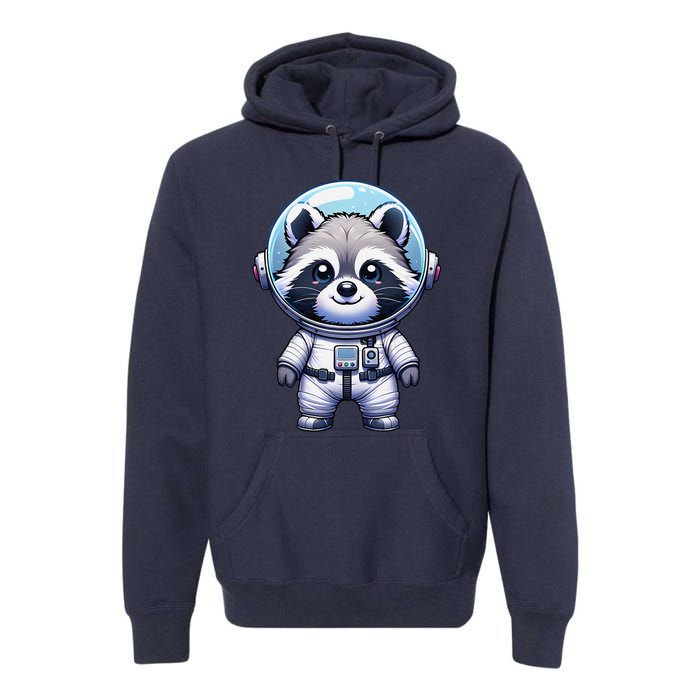 Cute Raccoon Astronaut Helmet Space Cute Premium Hoodie