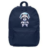 Cute Raccoon Astronaut Helmet Space Cute 16 in Basic Backpack