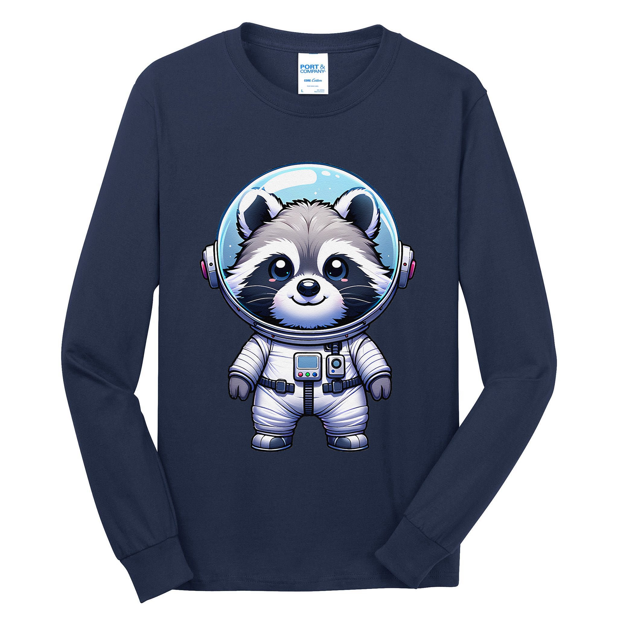 Cute Raccoon Astronaut Helmet Space Cute Tall Long Sleeve T-Shirt