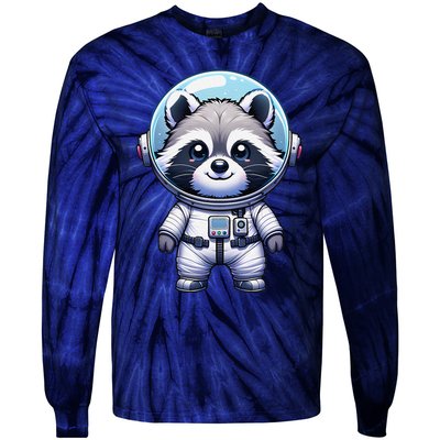 Cute Raccoon Astronaut Helmet Space Cute Tie-Dye Long Sleeve Shirt