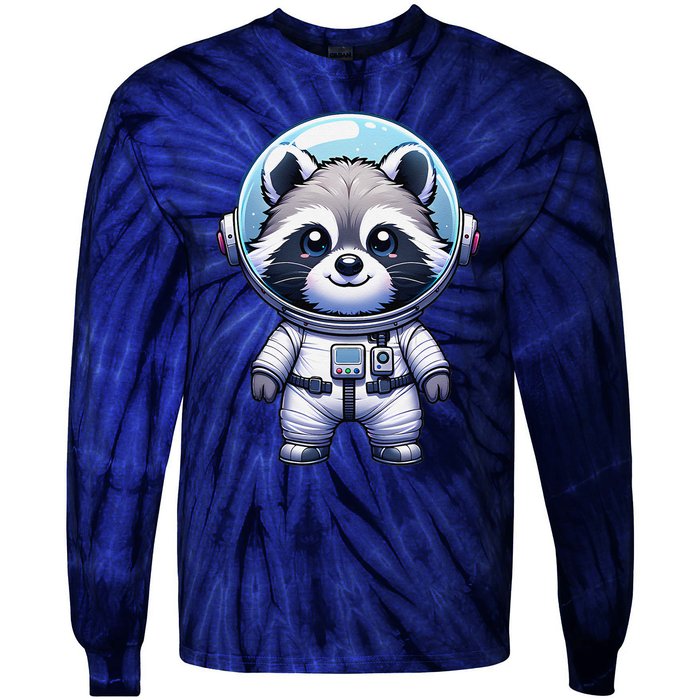 Cute Raccoon Astronaut Helmet Space Cute Tie-Dye Long Sleeve Shirt