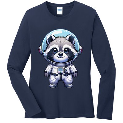 Cute Raccoon Astronaut Helmet Space Cute Ladies Long Sleeve Shirt