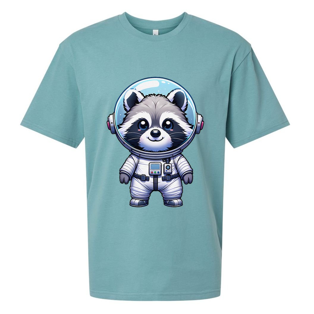Cute Raccoon Astronaut Helmet Space Cute Sueded Cloud Jersey T-Shirt